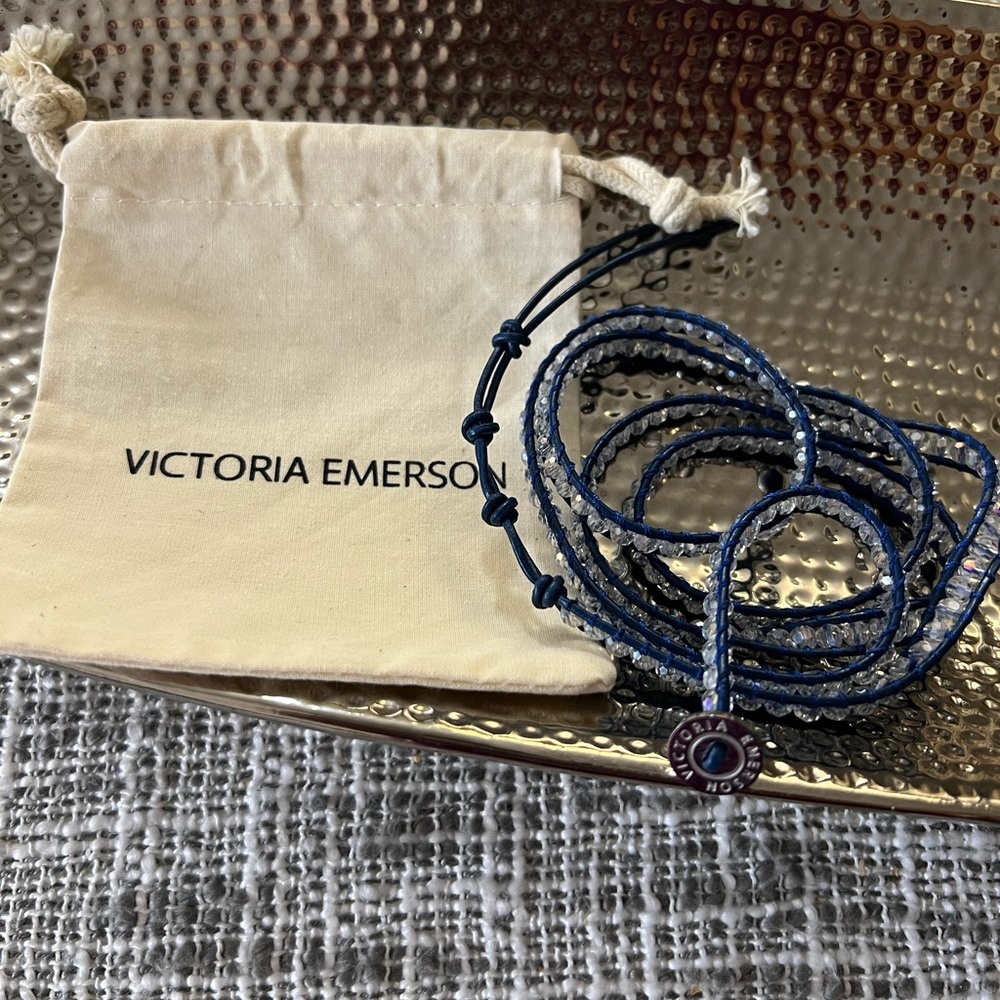 Brand new Victoria Emerson wraparound genuine leather crystal bracelet
